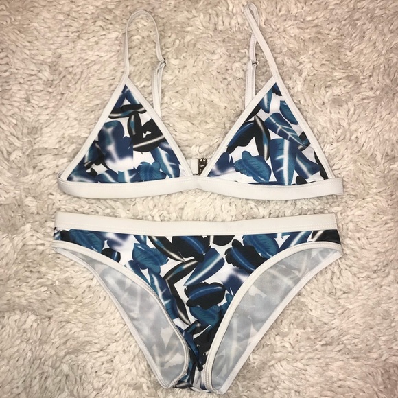 zaful blue and white bikini